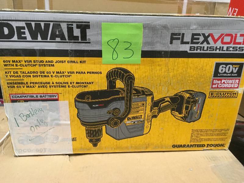 DeWalt 60V Max VSR Stud and Joist Drill Kit not used