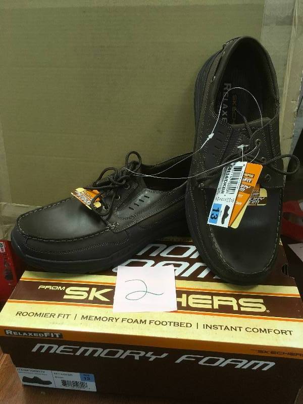 lot 2 image: Skechers Mens Expected Gembel Relaxed Fit Memory Foam Slip On Shoes ( Dark Brown) - Size 13 not used