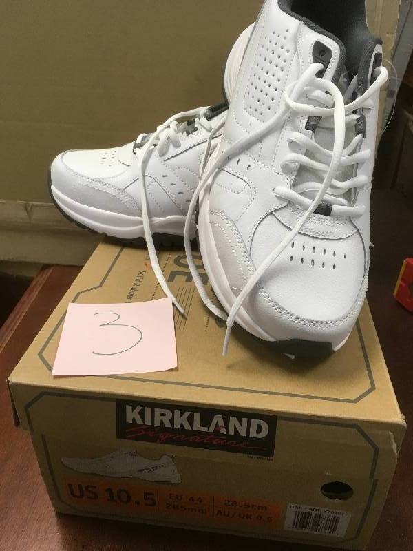 lot 3 image: Kirkland Signature Mens Athletic Shoe- White- Size 10.5 not used