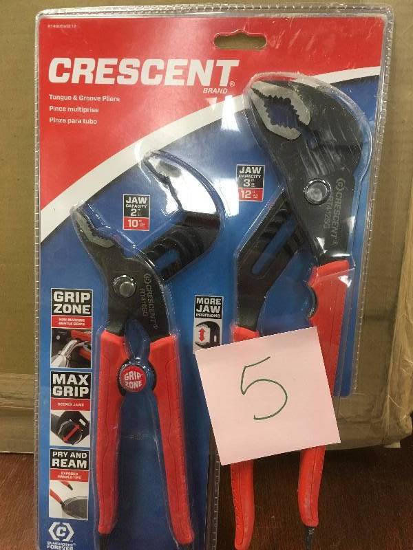 lot 5 image: Crescent Brand 2 PC Set RT 400SG Tongue Grove Pilers Grip Zone 10 , 12 nott used