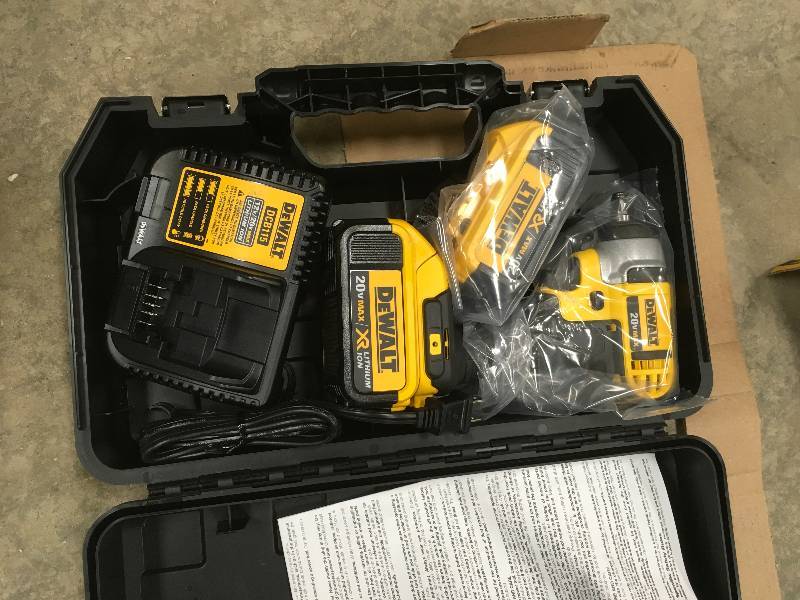 lot 78 image: DeWalt 20-Volt MAX Lithium-Ion Cordless 38 in. Impact Wrench Kit with (2) Batteries 4 Ah, Charger and Case not used