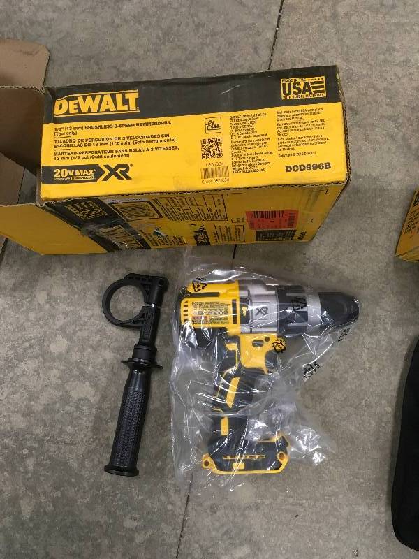 lot 79 image: DeWalt 20- Volt Nax XR Lithium-Ion Cordless 12 in Brushless Hammer Drill- Tool Only not used