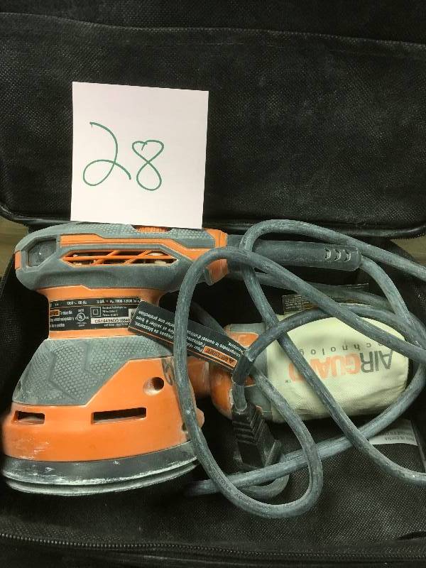 lot 28 image: Ridgid  5 in. Random Orbital Sander with Airguard Technology