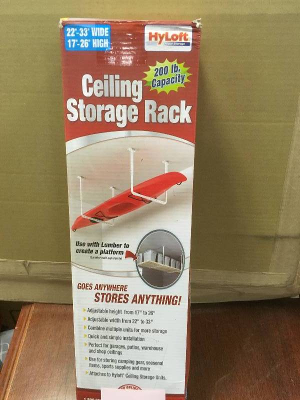 lot 33 image: HyLoft Ceiling Storage Rack 200lb Capacity not used