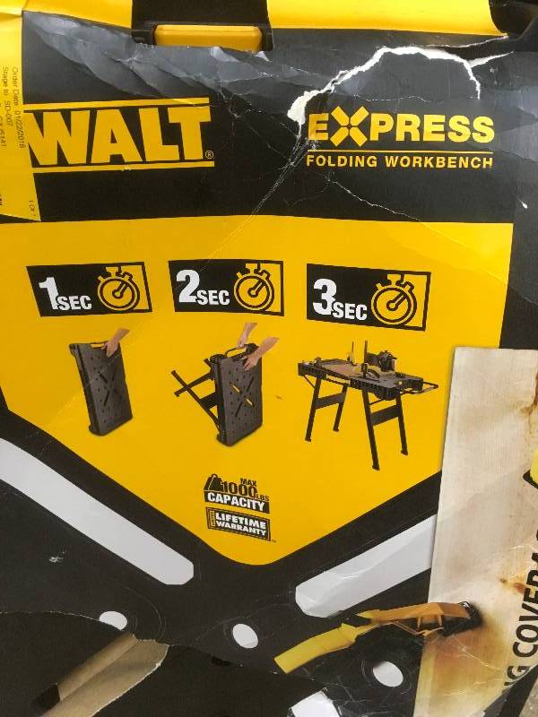 lot 85 image: DeWalt Express Folding Workbench 1000 lb Capcitiy not used
