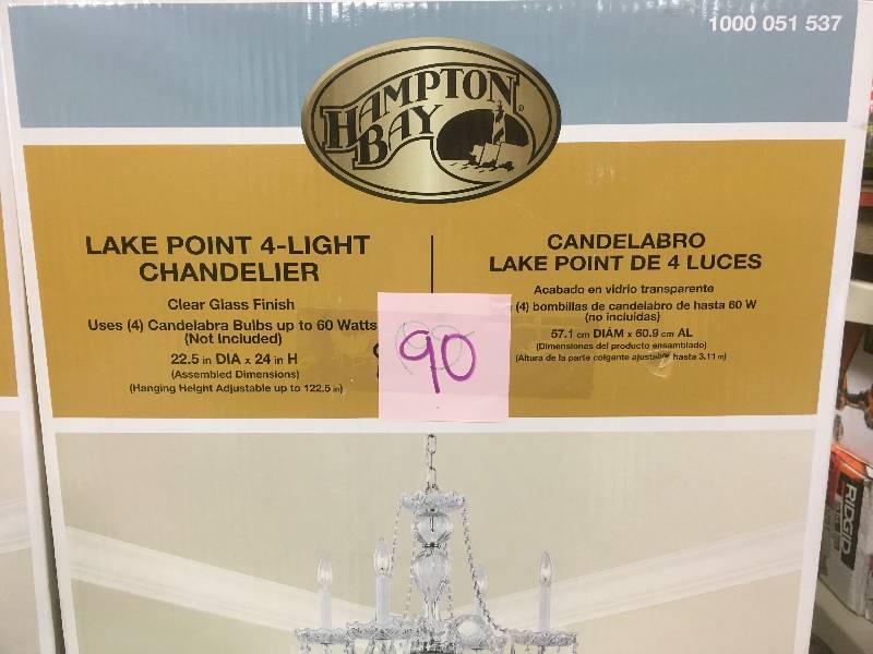 lot 90 image: Hampton Bay  Lake Point 4 - Light Chandelier - Clear Glass Finish not used