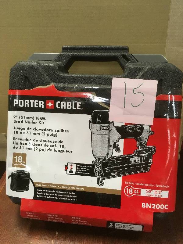 lot 15 image: Porter-Cable 18 Gauge 2 Brad Nailer Kit not used