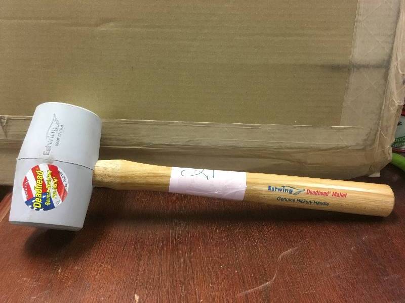 lot 21 image: Estwing 12 oz. Deadhead Non Marring Rubber Mallet Hickory Handle not used