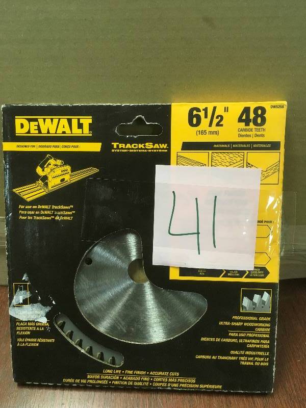 lot 41 image: DeWalt DW5258 6-12 in. X 48 T TrackSaw Blade not used