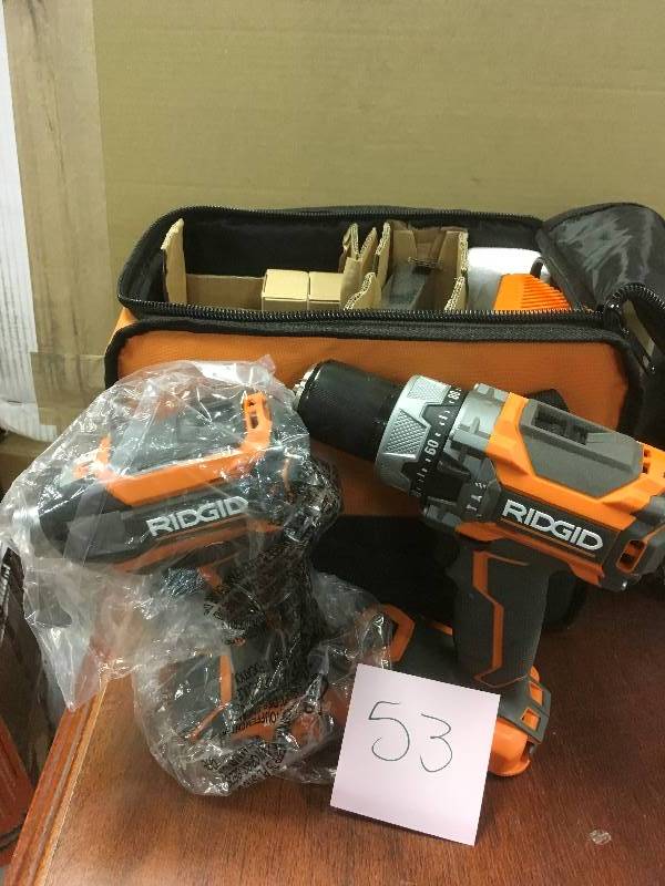 lot 53 image: Ridgid 18Volt X4 Lithium-Ion Cordless DrillDriver and Impact Driver 2 - Tool Combo Kit not used