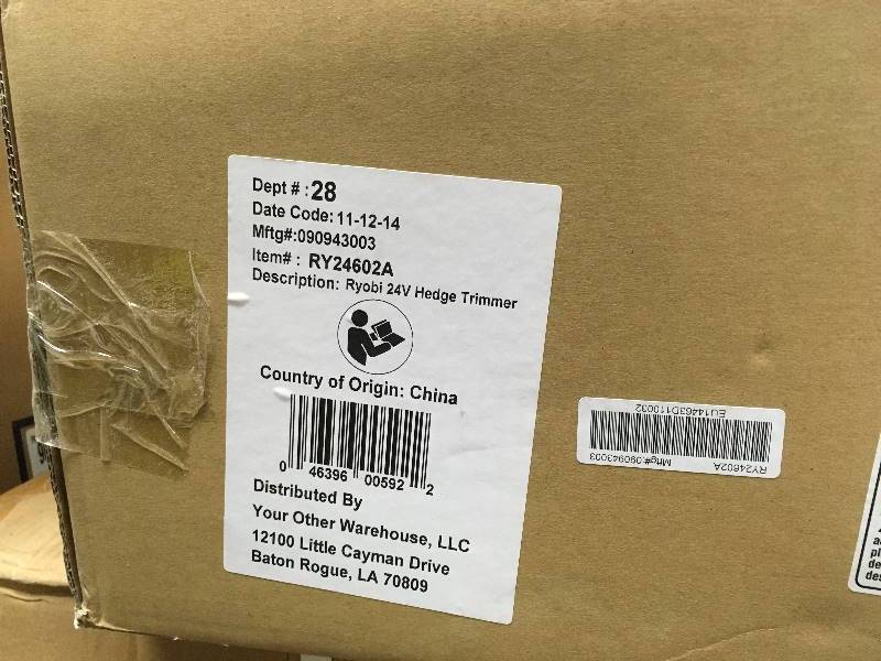 lot 59 image: Ryobi 24 in. 24 Volt Lithium-Ion Cordless Hedge Trimmer- Tool Only