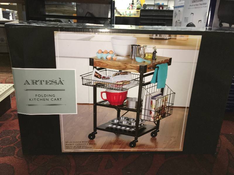 ARTESA FOLD KITCHEN CART, MSRP $159.99