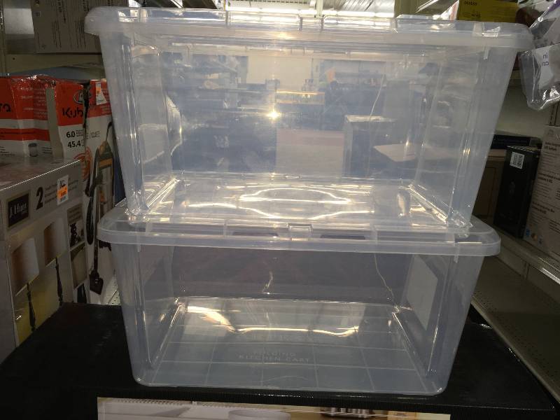TWO CLEAR STACK TOTES