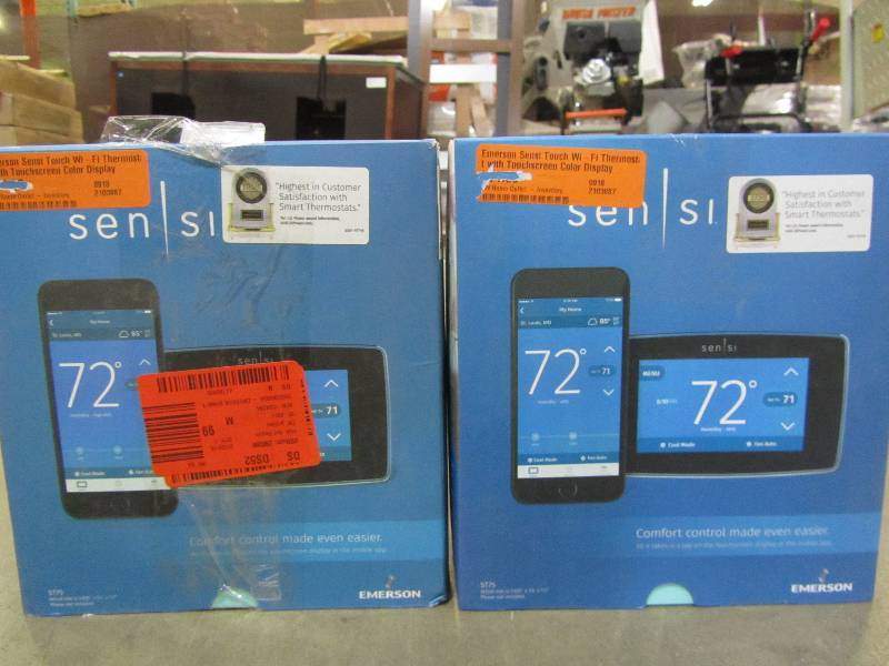 lot 12 image: Emerson Sensi Touch Wi-Fi Thermostat with Touchscreen Color Display (x2)