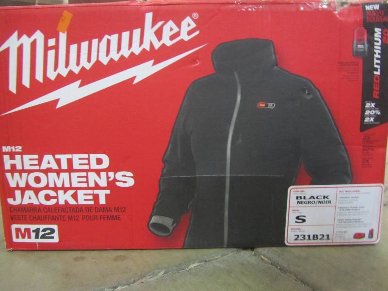 lot 22 image: Milwaukee Womens Small M12 12-Volt Lithium-Ion Cordless Black Heated Jacket Kit