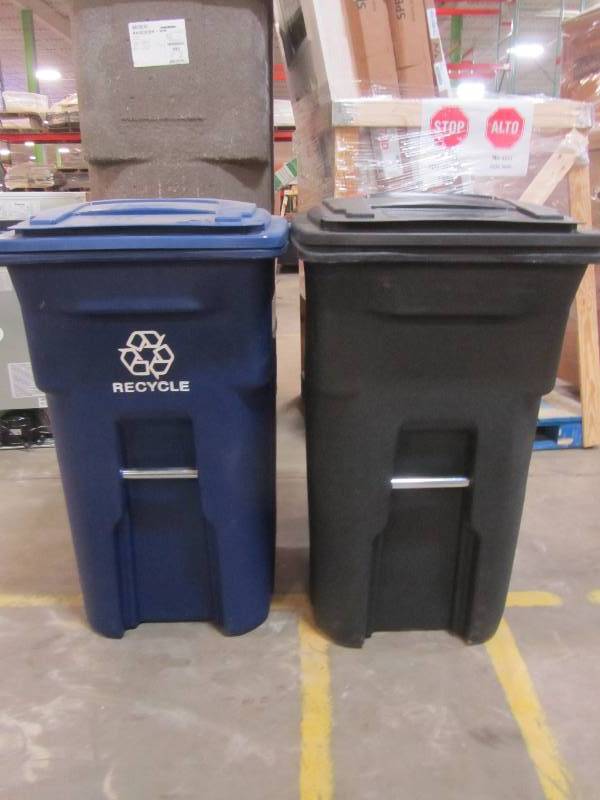 Recycle Cart, Blue, Wheeled, 64-Gal.