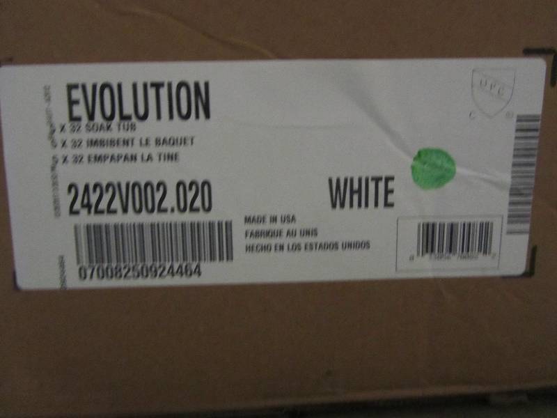 lot 56 image: American Standard Evolution 5 ft. Acrylic Reversible Drain Bathtub in White
