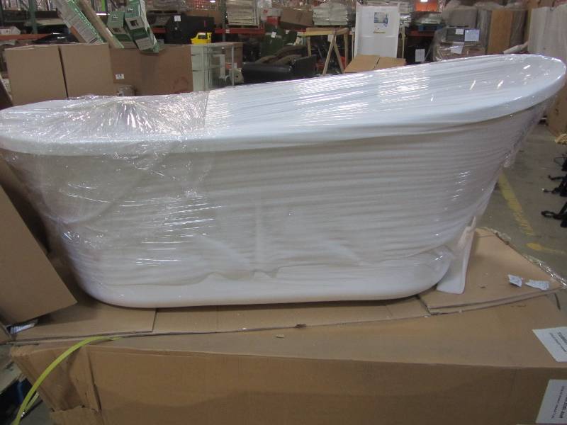 lot 57 image: Schon Aiden 5.8 ft. Reversible Drain Bathtub in White