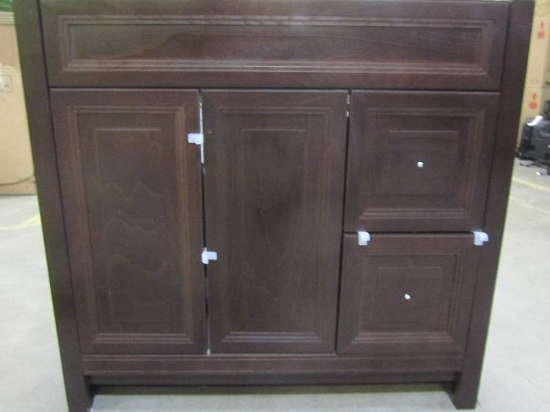 lot 61 image: Home Decorators Collection Brinkhill 36 in. W x 22 in. D Bath Vanity in Chocolate