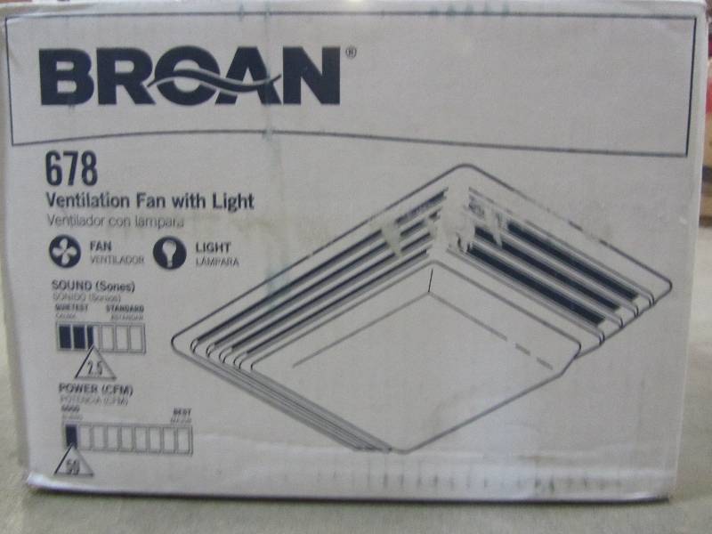 lot 63 image: Broan 50 CFM Ceiling Exhaust Bath Fan with Light