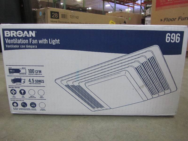 lot 64 image: Broan 100 CFM Ceiling Exhaust Fan with Light