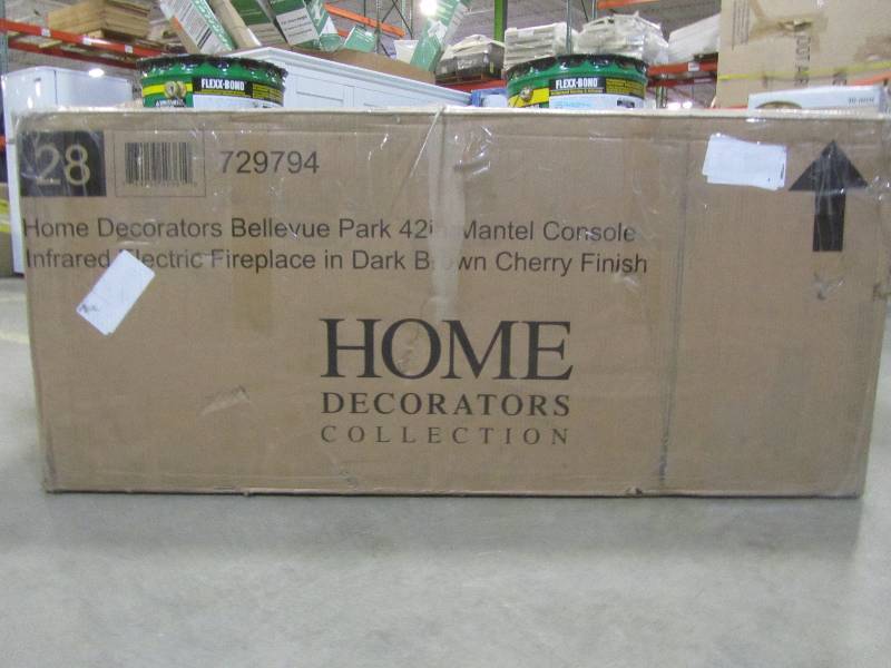 lot 86 image: Home Decorators Collection Bellevue Park 42 in. Mantel Console Infrared Electric Fireplace in Dark Brown Cherry Finish