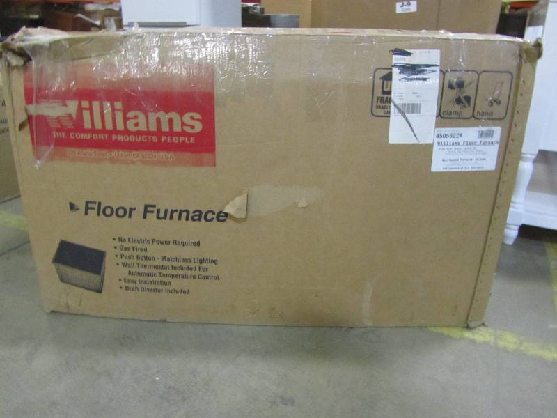 lot 89 image: Williams 45,000 BTUHr Floor Furnace Natural Gas Heater with Wall-Mounted Thermostat