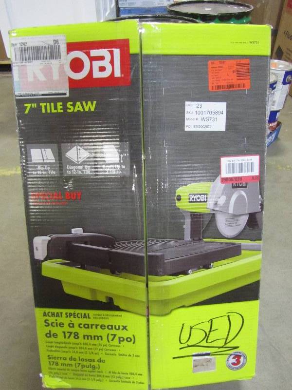lot 92 image: Ryobi 7 in. Overhead Wet Tile Saw