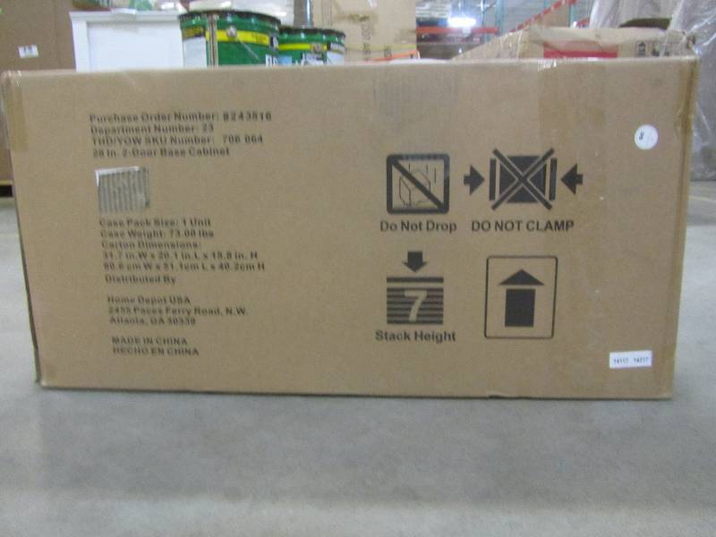 lot 93 image: Husky 32 in. H x 28 in. W x 18 in. D 2 Door Steel Garage Base Cabinet