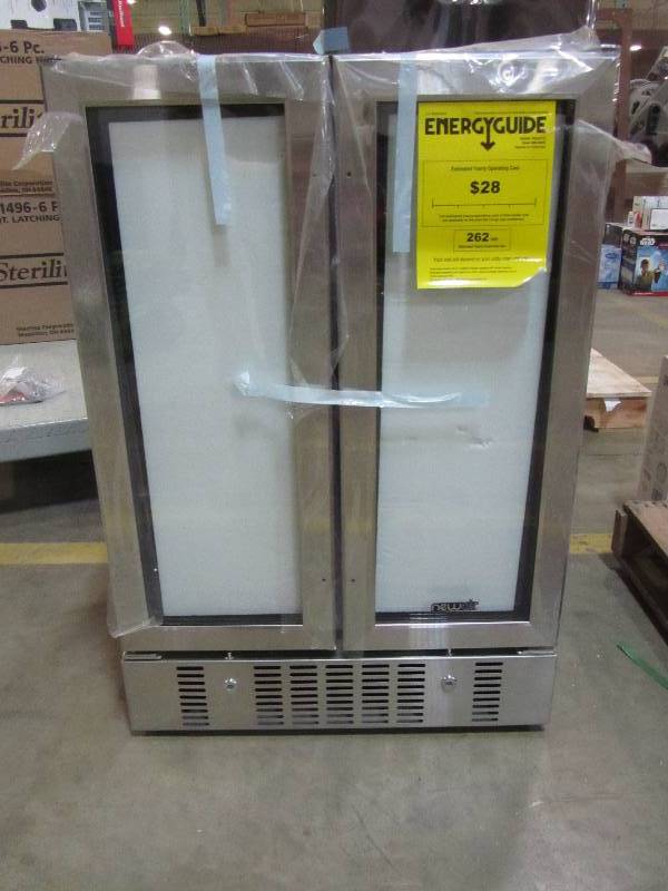 lot 137 image: NewAir 23.5 in. 18-Bottle and 60 Can Dual Zone Built-In Compressor Wine and Beverage Cooler