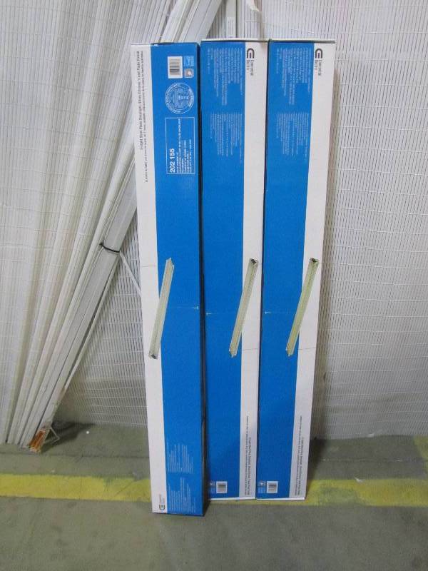lot 140 image: Commercial Electric Steel Plate 2-Lamp Hanging Fluorescent Silver ShopLight (x3)