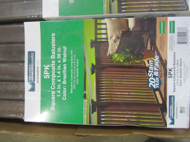lot 157 image: veranda square composite balusters 1.4 in x 1.4 in x 36 in in Brazilian walnut five packs(x20)