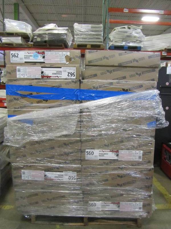 lot 160 image: Usg FissuredTM Ceiling Panels, Mineral Fiber, White, 48 X 24(x4)Usg FissuredTM Ceiling Panels, Mineral Fiber, White,24x24 (x16)