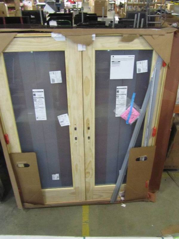 lot 174 image: Andersen 60 in. x 80 in. 400 Series Frenchwood White Hinged Inswing Patio Door