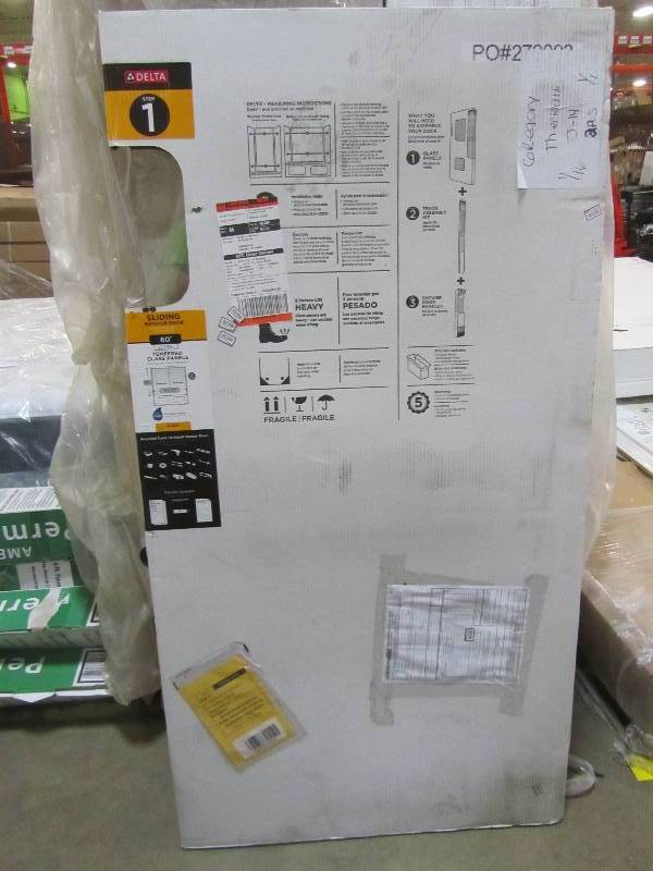 lot 183 image: Delta 60 in. Sliding Bathtub Door Glass Panels in Clear (1-Pair)