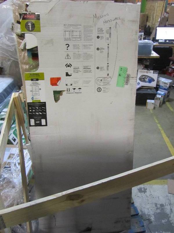 lot 184 image: Delta 60 in. Sliding Shower Door Glass Panels in Clear (1-Pair)