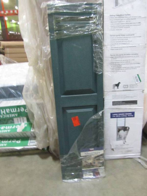 lot 187 image: Builders Edge 15 in. x 59 in. Raised Panel Vinyl Exterior Shutters Pair in #028 Forest Green