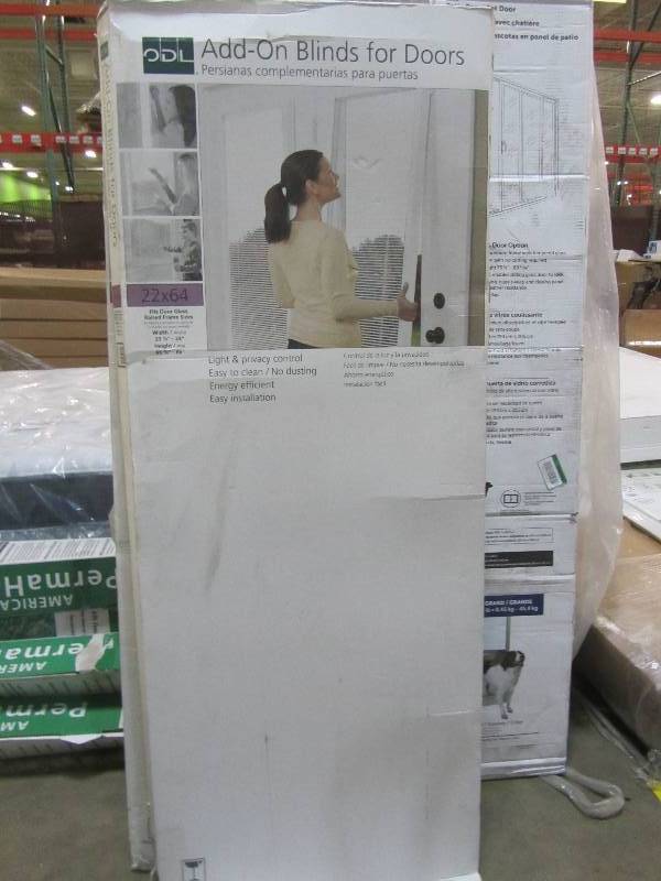 lot 188 image: ODL 0.59-in Cordless White Aluminum Light Filtering Door Blinds Mini-Blinds (Common 25-in Actual 24.75-in x 64-in) (x2)