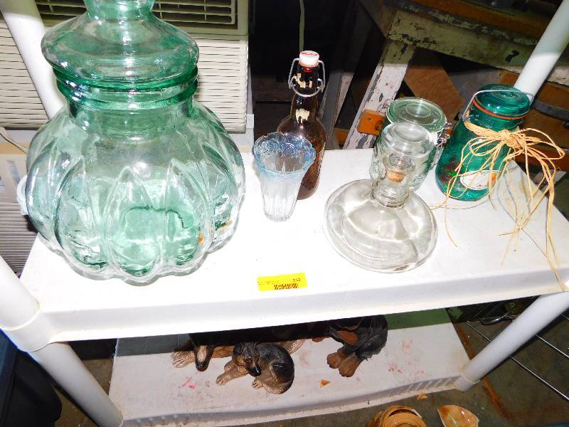 lot 153 image: DECORATIVE GLASS JARS AND MISC