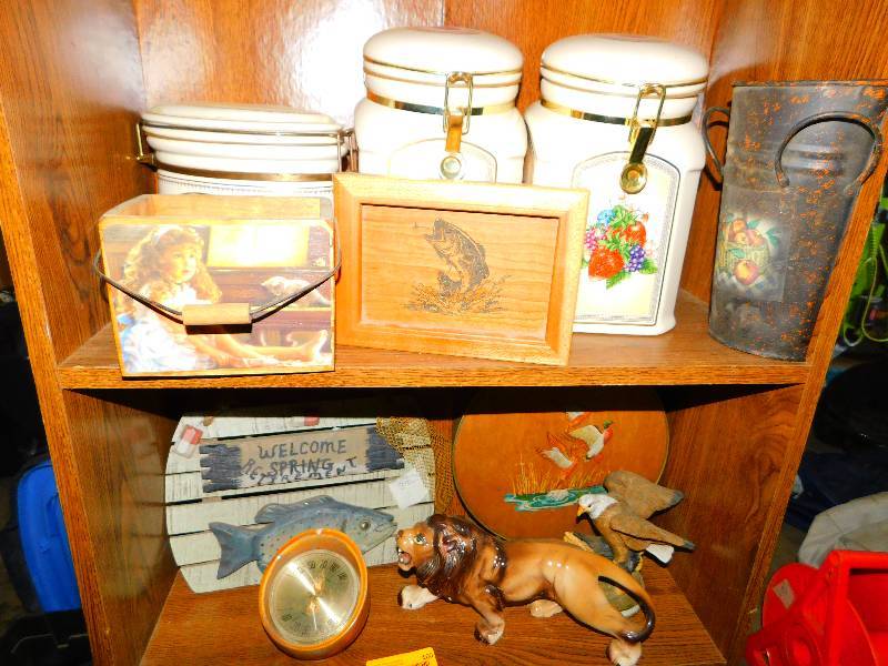 lot 160 image: DECORATIVE ITEMS, CANISTERS, FIGURINES AND MORE