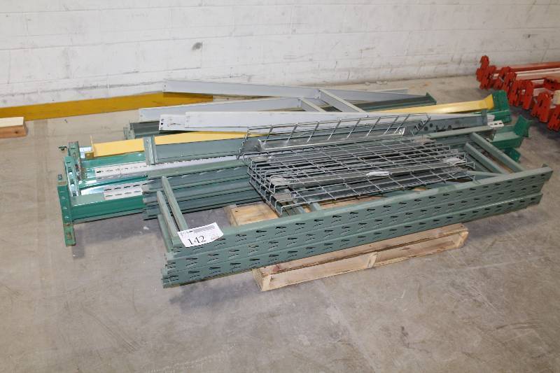 lot 142 image: Lot of (Approximately 27) Pallet Racking Beams, Uprights, Wire Shelves