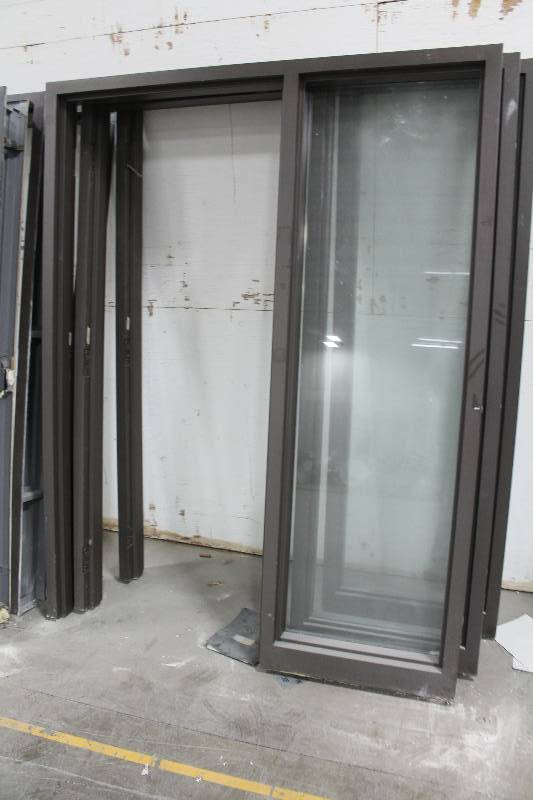 lot 129 image: Single Metal Door Frames w Full Length Glass Side Panels