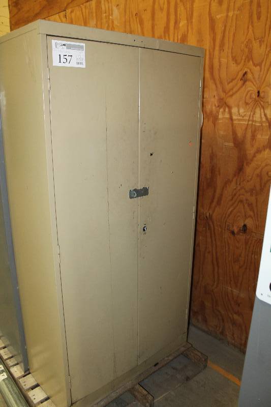lot 157 image: 2-Door Metal Office Supply Cabinet