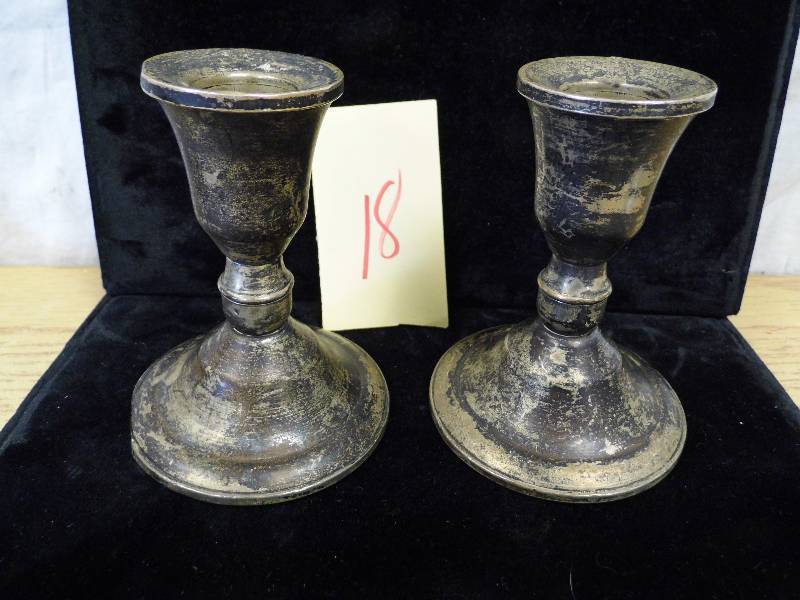 Antique Silver Candle Holders