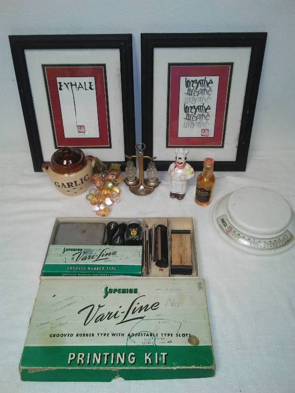 lot 75 image: Vintage Printing kit and kitchen lot,