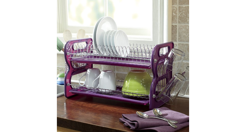 lot 37 image: 2-Tier Dish Rack open box Retail $2...
