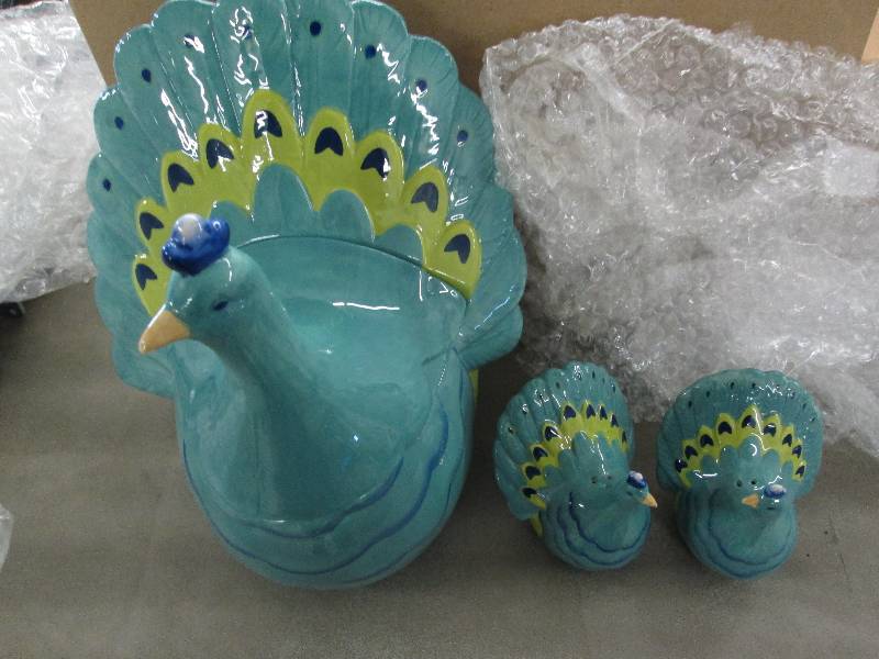lot 8 image: Ceramic Cookie Jar with Salt & Pepp...