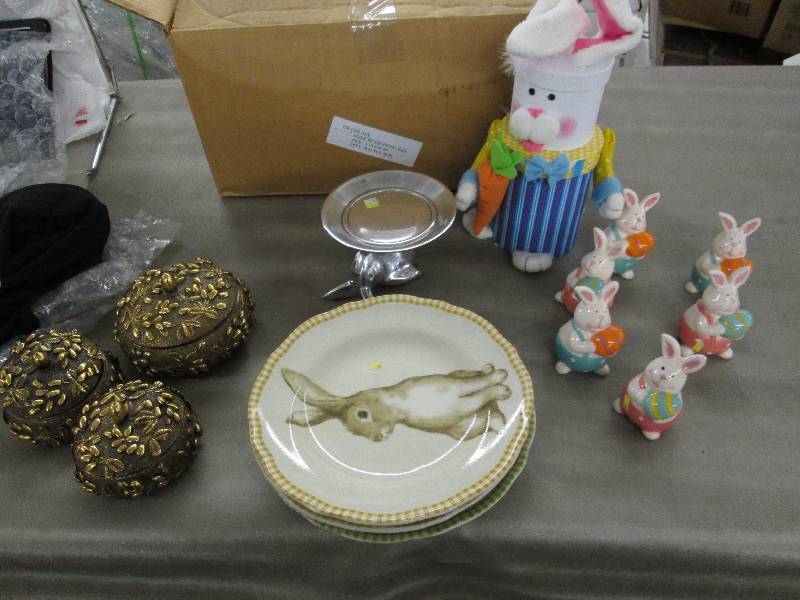 lot 27 image: 6 Ceramic Bunny Figurines, 3 Bunny ...