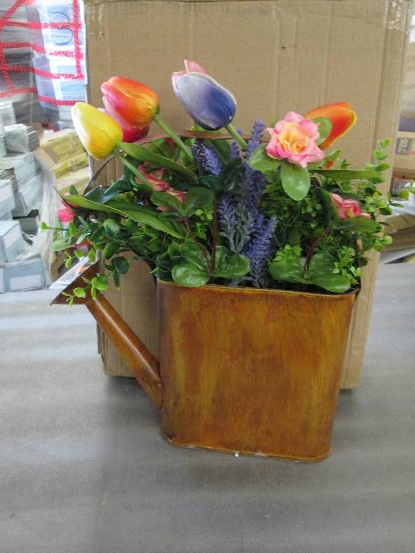 lot 48 image: Tulip Filled Decorative Watering Ca...