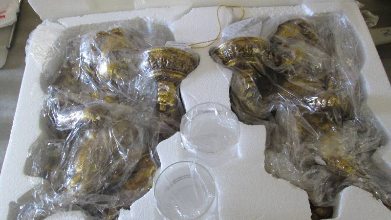 lot 82 image: Set of 2 Cherub Sconces open box Re...